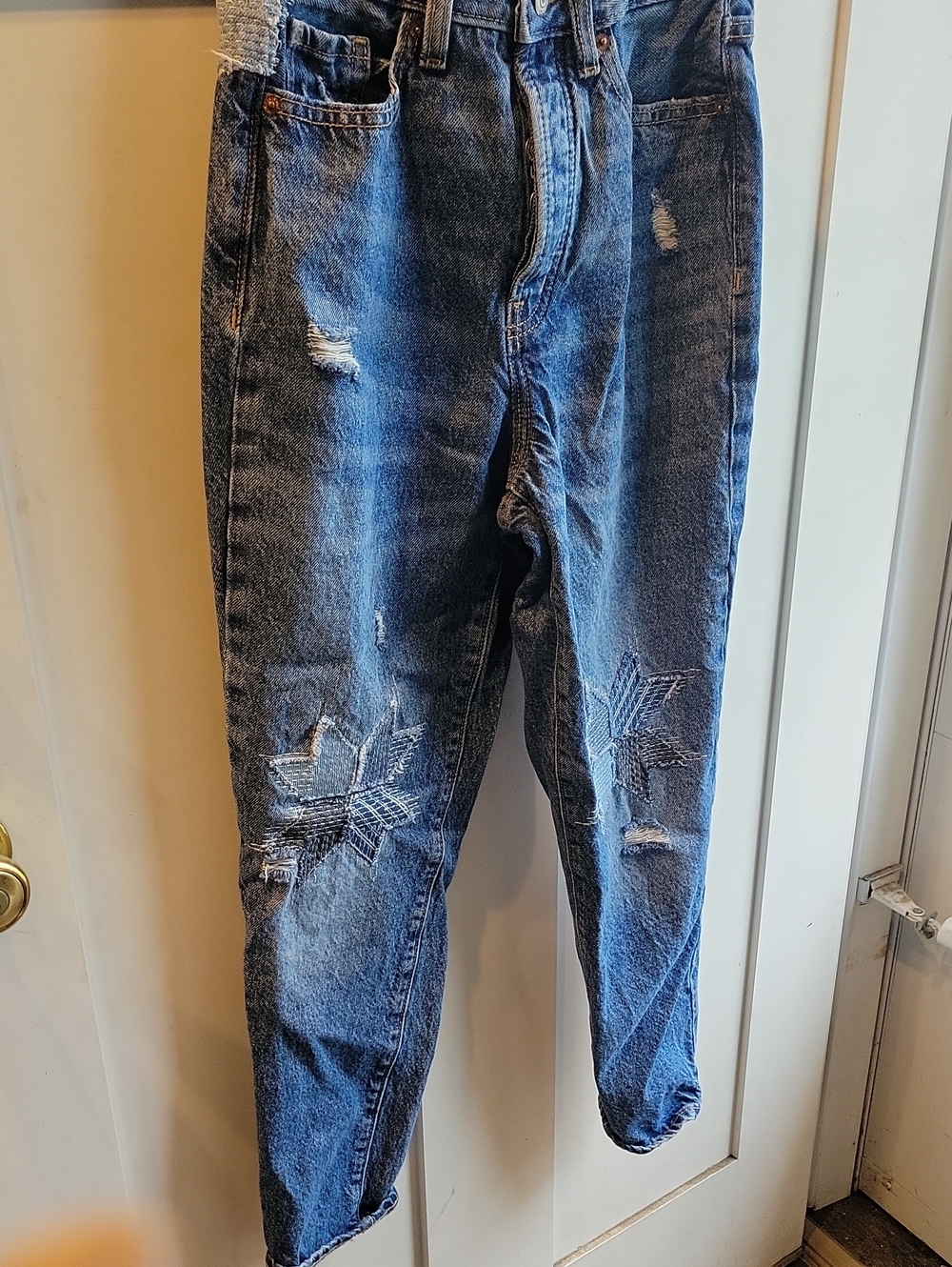 Old Navy Blue O.G Straight Leg Womens Jeans with Star Stitching